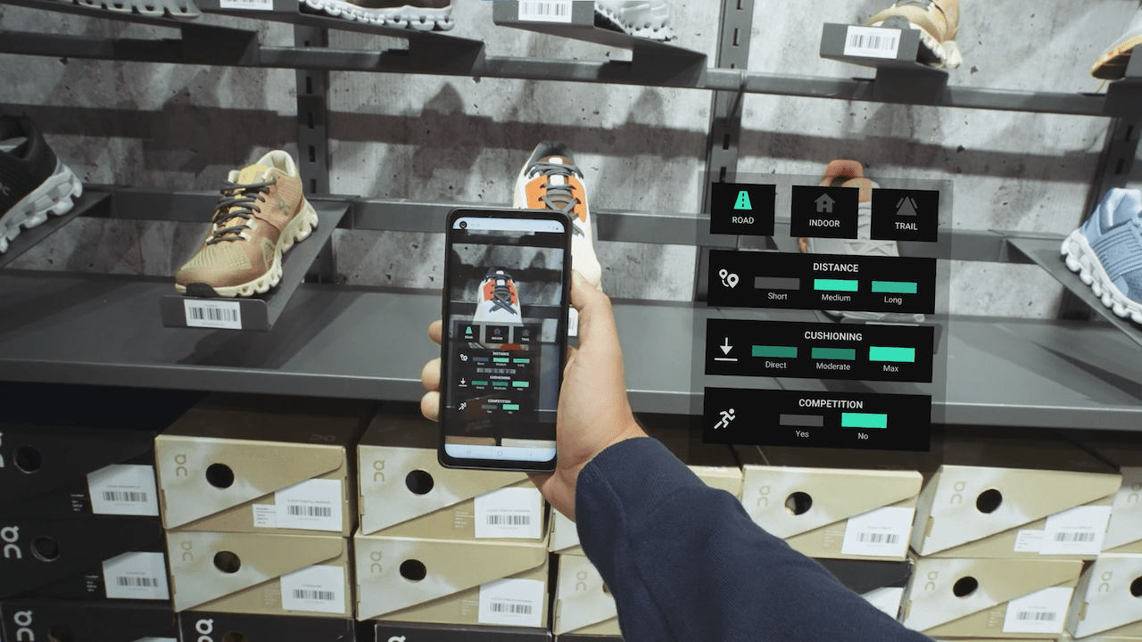 Using a samsung phone in a retail store with augmented reality